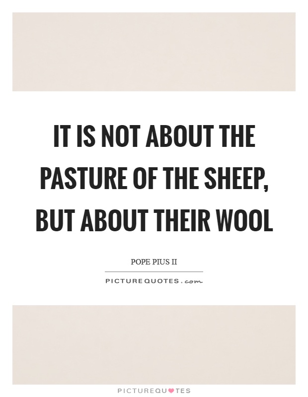It is not about the pasture of the sheep, but about their wool Picture Quote #1