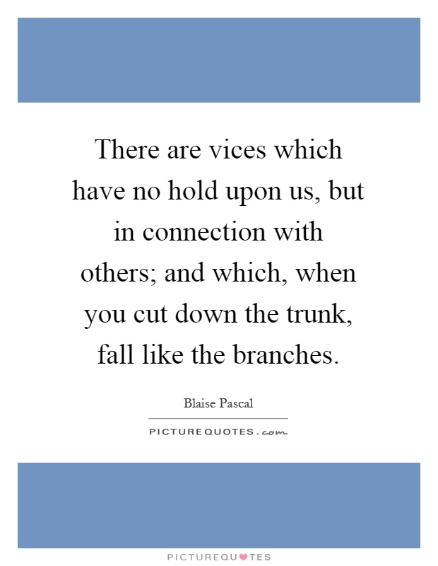 There are vices which have no hold upon us, but in connection with others; and which, when you cut down the trunk, fall like the branches Picture Quote #1