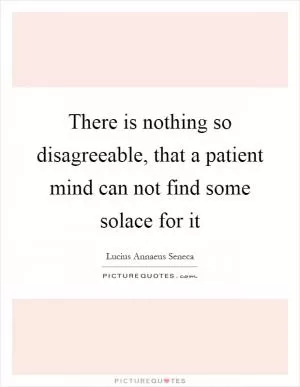 There is nothing so disagreeable, that a patient mind can not find some solace for it Picture Quote #1