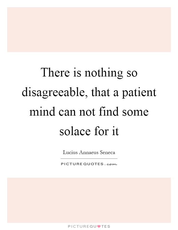 There is nothing so disagreeable, that a patient mind can not find some solace for it Picture Quote #1