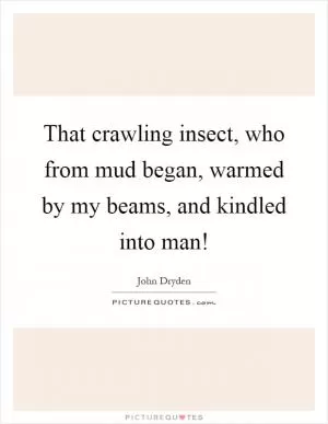 That crawling insect, who from mud began, warmed by my beams, and kindled into man! Picture Quote #1