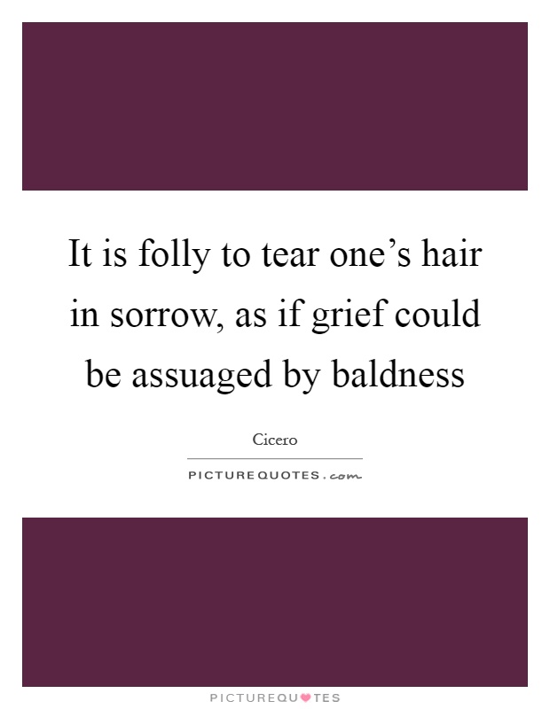 It is folly to tear one's hair in sorrow, as if grief could be assuaged by baldness Picture Quote #1