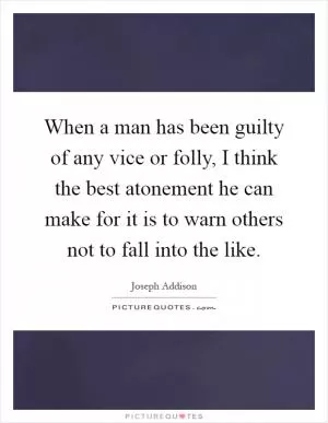 When a man has been guilty of any vice or folly, I think the best atonement he can make for it is to warn others not to fall into the like Picture Quote #1
