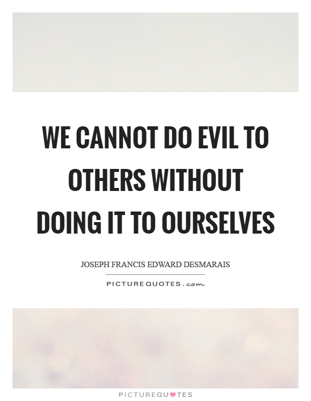 We cannot do evil to others without doing it to ourselves Picture Quote #1