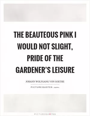 The beauteous pink I would not slight, pride of the gardener’s leisure Picture Quote #1