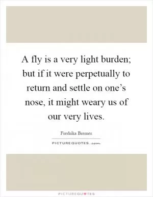 A fly is a very light burden; but if it were perpetually to return and settle on one’s nose, it might weary us of our very lives Picture Quote #1