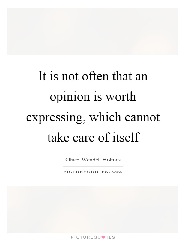 It is not often that an opinion is worth expressing, which cannot take care of itself Picture Quote #1