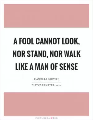 A fool cannot look, nor stand, nor walk like a man of sense Picture Quote #1