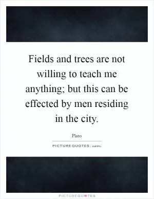 Fields and trees are not willing to teach me anything; but this can be effected by men residing in the city Picture Quote #1