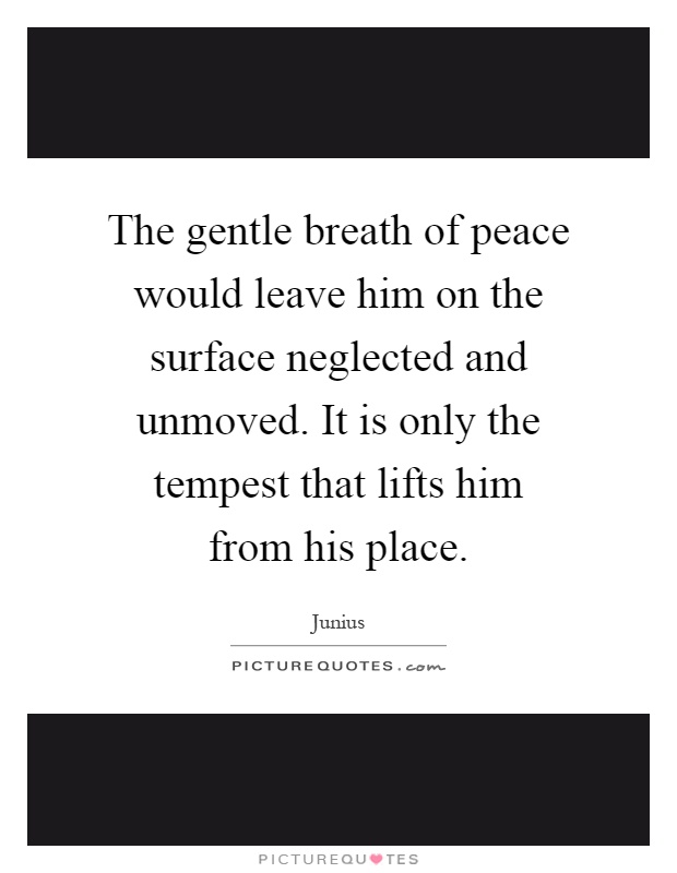 The gentle breath of peace would leave him on the surface neglected and unmoved. It is only the tempest that lifts him from his place Picture Quote #1