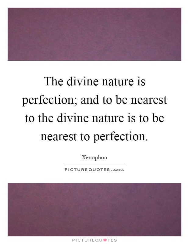 The divine nature is perfection; and to be nearest to the divine nature is to be nearest to perfection Picture Quote #1