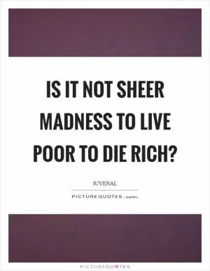 Is it not sheer madness to live poor to die rich? Picture Quote #1