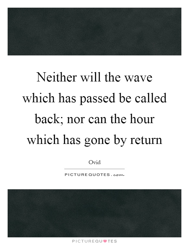 Neither will the wave which has passed be called back; nor can the hour which has gone by return Picture Quote #1