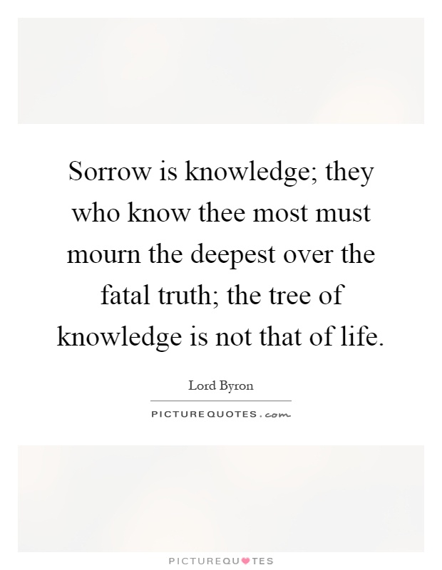 Sorrow is knowledge; they who know thee most must mourn the deepest over the fatal truth; the tree of knowledge is not that of life Picture Quote #1