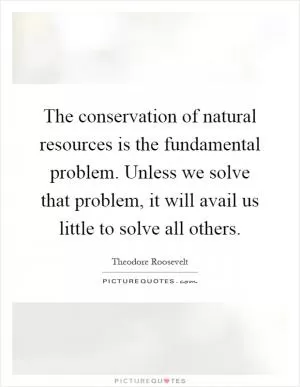 The conservation of natural resources is the fundamental problem. Unless we solve that problem, it will avail us little to solve all others Picture Quote #1