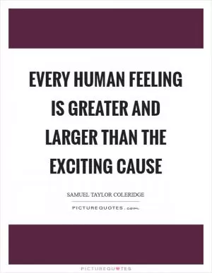 Every human feeling is greater and larger than the exciting cause Picture Quote #1