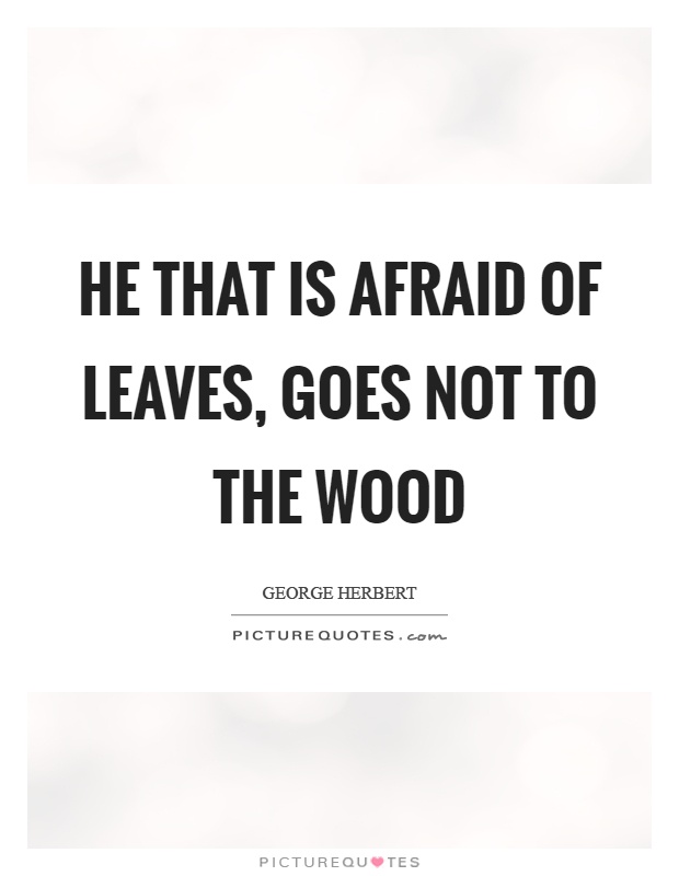 He that is afraid of leaves, goes not to the wood Picture Quote #1