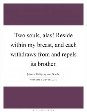 Two souls, alas! Reside within my breast, and each withdraws from and repels its brother Picture Quote #1