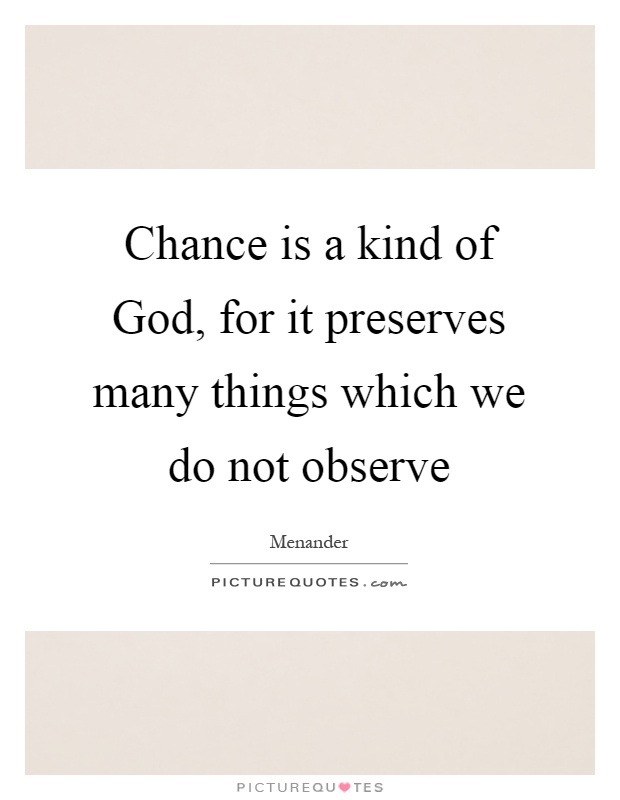 Chance is a kind of God, for it preserves many things which we do not observe Picture Quote #1