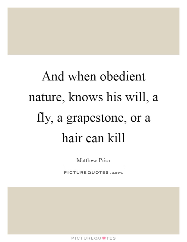 And when obedient nature, knows his will, a fly, a grapestone, or a hair can kill Picture Quote #1