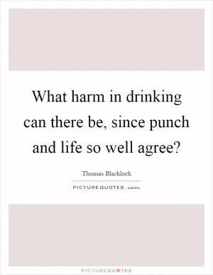 What harm in drinking can there be, since punch and life so well agree? Picture Quote #1