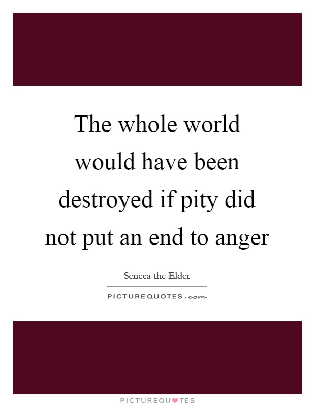 The whole world would have been destroyed if pity did not put an end to anger Picture Quote #1