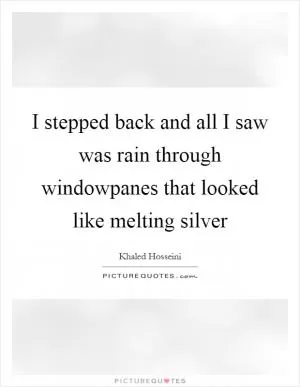 I stepped back and all I saw was rain through windowpanes that looked like melting silver Picture Quote #1