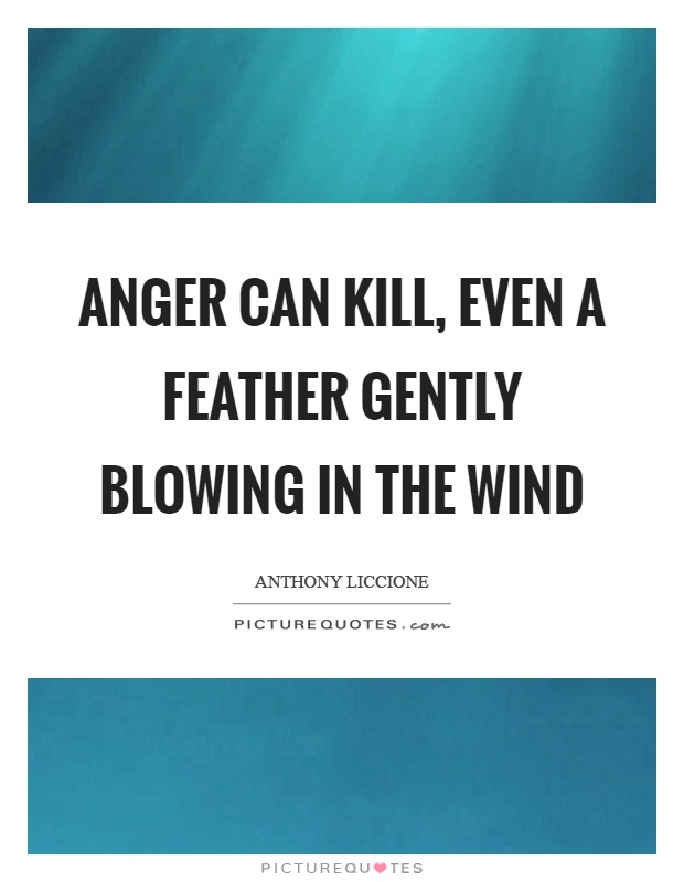 Anger can kill, even a feather gently blowing in the wind Picture Quote #1