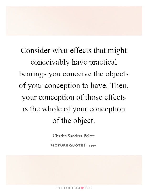 Consider what effects that might conceivably have practical bearings you conceive the objects of your conception to have. Then, your conception of those effects is the whole of your conception of the object Picture Quote #1