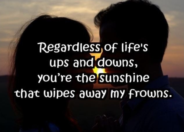 Regardless of life's ups and downs, you're the sunshine that wipes away my frowns Picture Quote #1