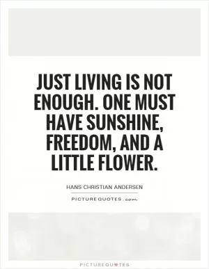 Just living is not enough. One must have sunshine, freedom, and a little flower Picture Quote #1