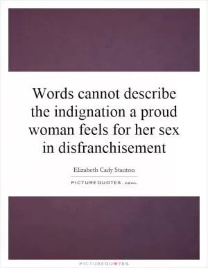 Words cannot describe the indignation a proud woman feels for her sex in disfranchisement Picture Quote #1