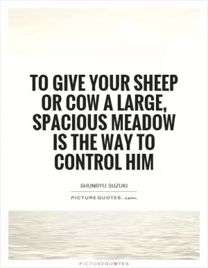 To give your sheep or cow a large, spacious meadow is the way to control him Picture Quote #1