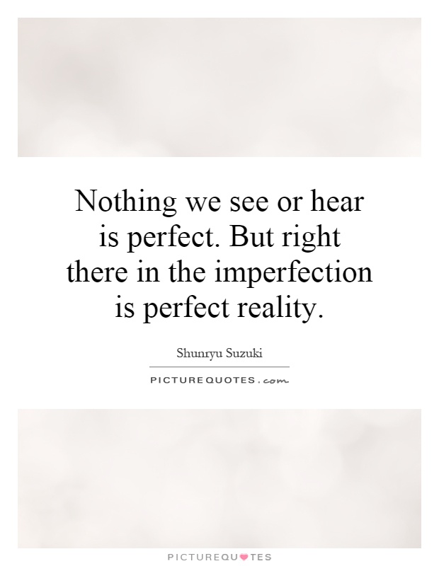 Nothing we see or hear is perfect. But right there in the imperfection is perfect reality Picture Quote #1