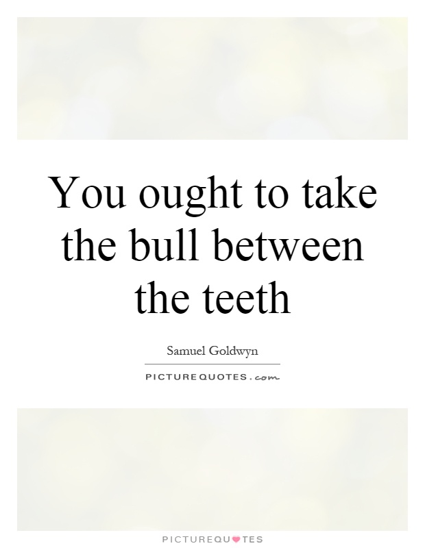 You ought to take the bull between the teeth Picture Quote #1