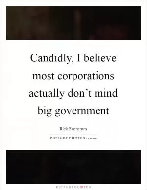 Candidly, I believe most corporations actually don’t mind big government Picture Quote #1