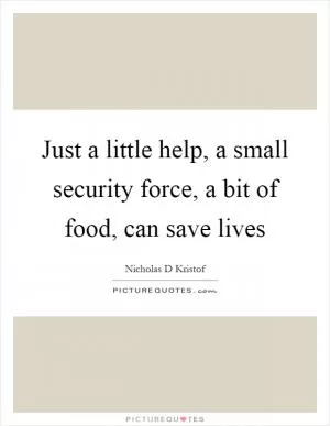 Just a little help, a small security force, a bit of food, can save lives Picture Quote #1
