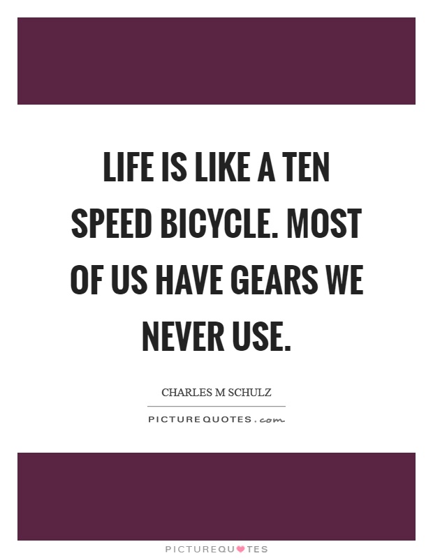 Life is like a ten speed bicycle. Most of us have gears we never use Picture Quote #1