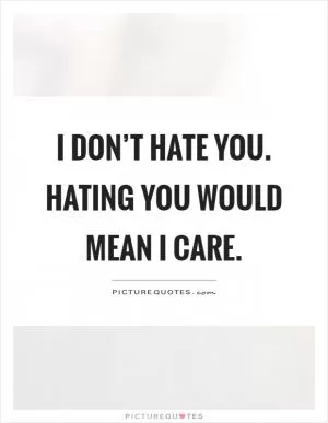I don’t hate you. Hating you would mean I care Picture Quote #1