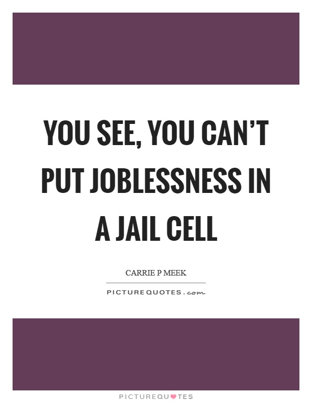 You see, you can't put joblessness in a jail cell Picture Quote #1