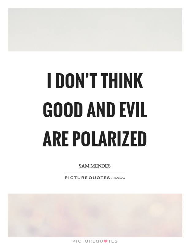 I don't think good and evil are polarized Picture Quote #1