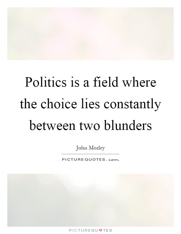 Politics is a field where the choice lies constantly between two blunders Picture Quote #1