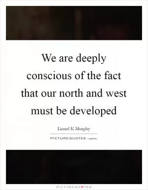 We are deeply conscious of the fact that our north and west must be developed Picture Quote #1