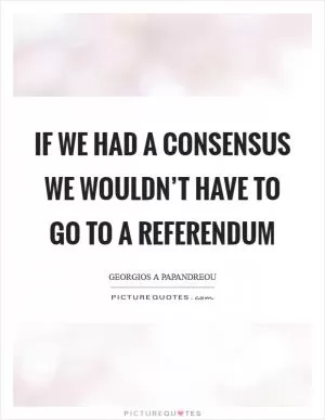 If we had a consensus we wouldn’t have to go to a referendum Picture Quote #1
