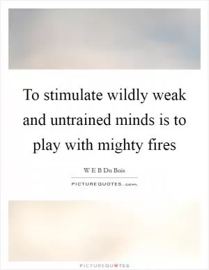 To stimulate wildly weak and untrained minds is to play with mighty fires Picture Quote #1