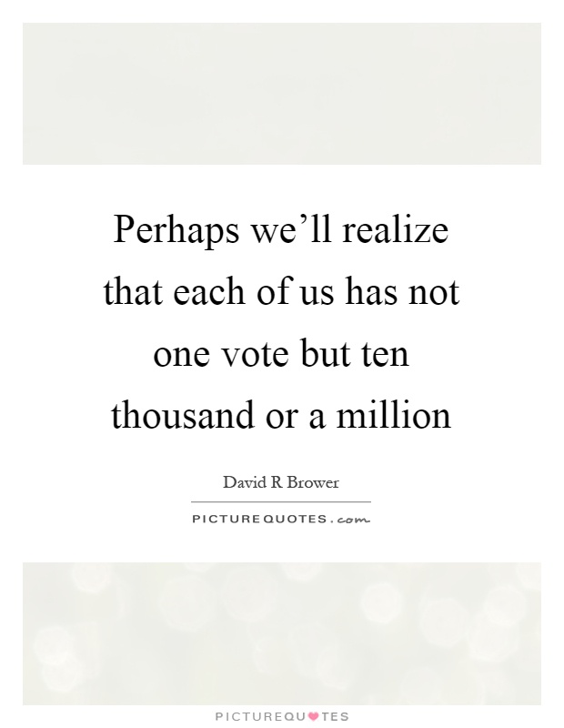 Perhaps we'll realize that each of us has not one vote but ten thousand or a million Picture Quote #1