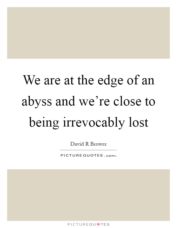 We are at the edge of an abyss and we're close to being irrevocably lost Picture Quote #1