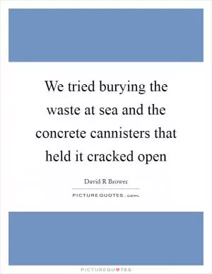 We tried burying the waste at sea and the concrete cannisters that held it cracked open Picture Quote #1