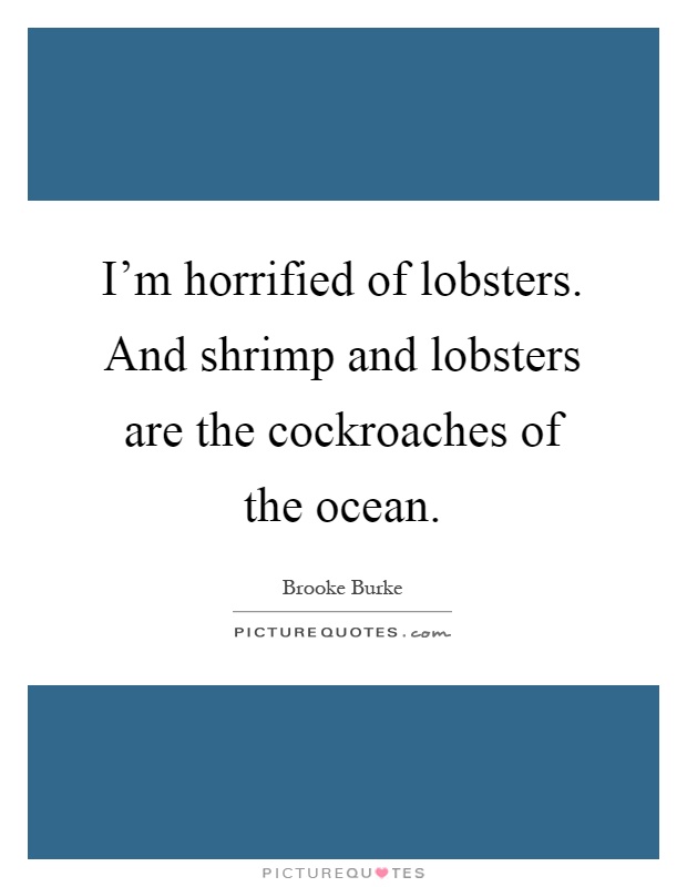 I'm horrified of lobsters. And shrimp and lobsters are the cockroaches of the ocean Picture Quote #1