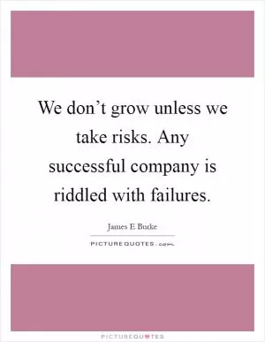 We don’t grow unless we take risks. Any successful company is riddled with failures Picture Quote #1